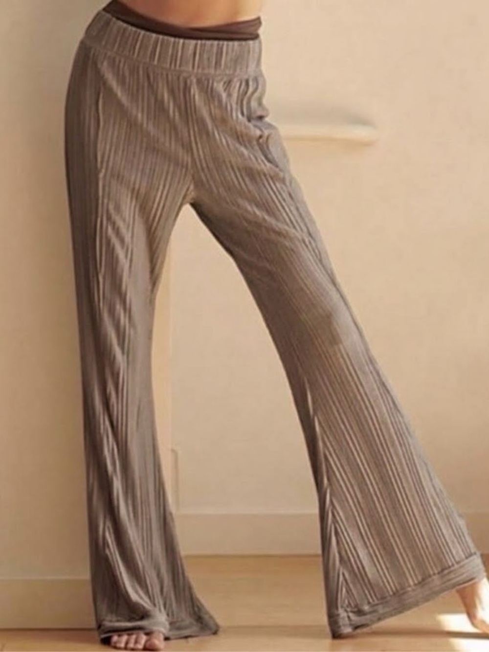 Free People FP Movement Wavy Baby Wide Leg Flare Pants Small S Tan